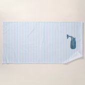 Whale Nautical Blue Stripe Malerei Strandtuch (Vorderseite)