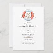 Whale Nautical Couples Dusche Einladung (Vorderseite)