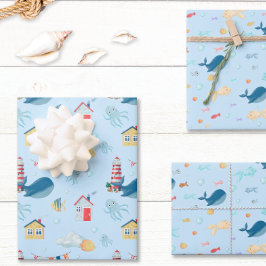 Whale Nautical Geschenkpapier Set