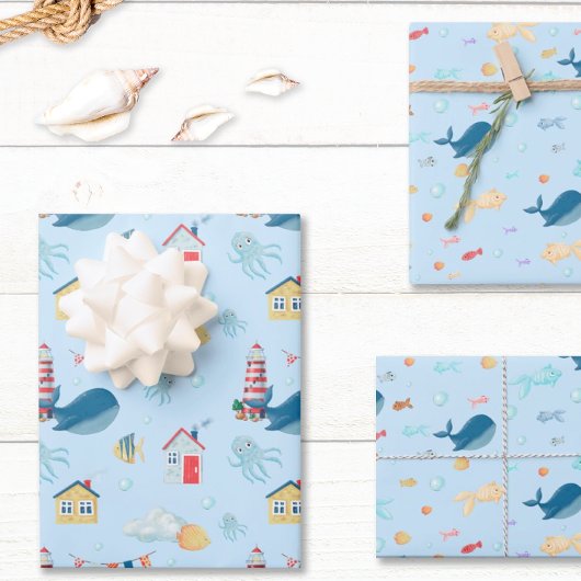 Whale Nautical Geschenkpapier Set