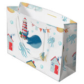 Whale Nautical Große Geschenktüte (Rückseite Schrägansicht)
