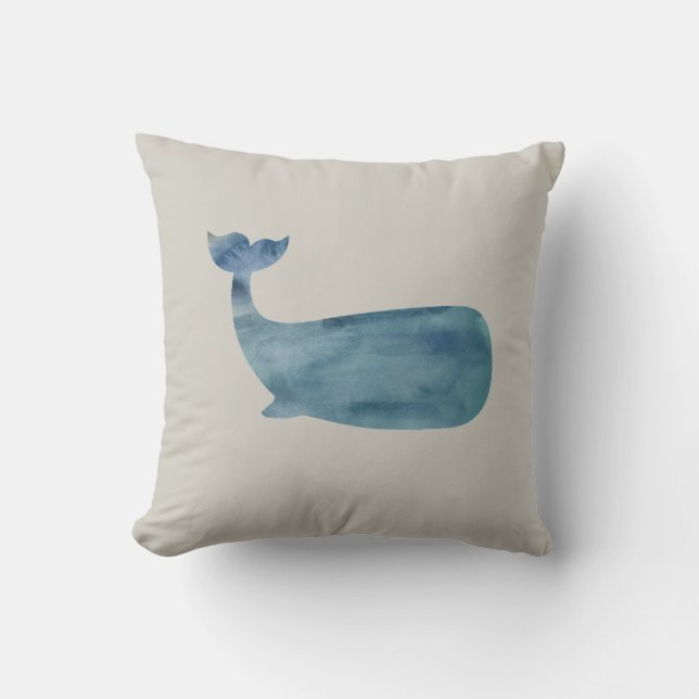 Whale Nautical Ocean Throw Kissen (Vorderseite)