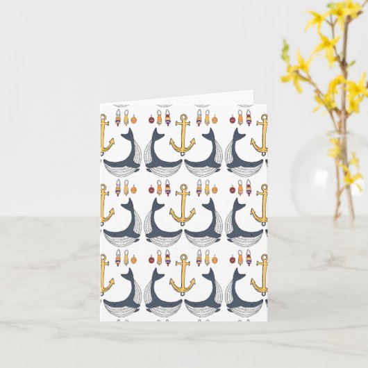 Whale Nautical Pattern Karte (Gelbe Blume)