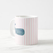 Whale Nautical Pink Stripe Muster Kaffeetasse (Vorderseite Links)