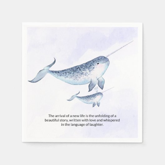 Whale Nautical Sea Blue Ocean Babydusche Napkins Serviette (Vorderseite)