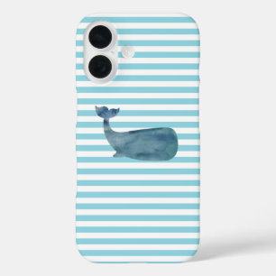 Whale Nautical Stripe iPhone 16 Hülle