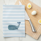 Whale Nautical Stripe Geschirrtuch (Viertel Falte)
