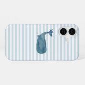Whale Nautical Stripe iPhone 16 Hülle (Rückseite (Horizontal))