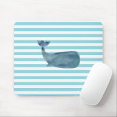 Whale Nautical Stripe Mousepad (Mit Mouse)