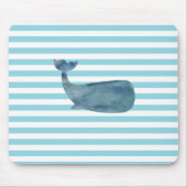 Whale Nautical Stripe Mousepad (Vorne)
