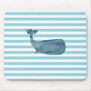 Whale Nautical Stripe Mousepad