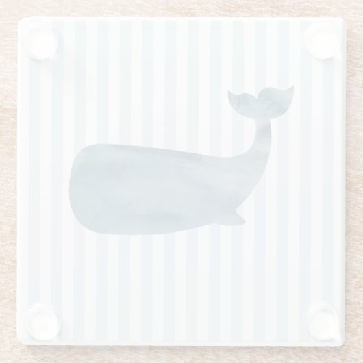 Whale Nautical Stripe Muster Glasuntersetzer (Rückseite)
