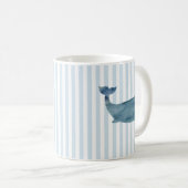 Whale Nautical Stripe Muster Kaffeetasse (VorderseiteRechts)
