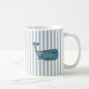 Whale Nautical Stripe Painting Kaffeetasse
