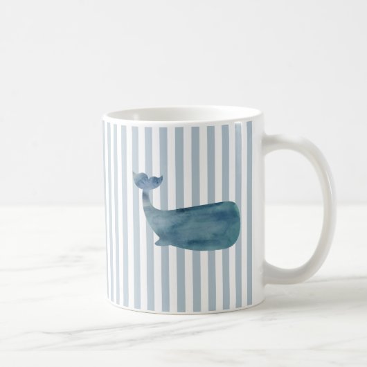 Whale Nautical Stripe Painting Kaffeetasse (Rechts)
