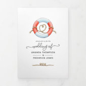 Whale Nautical Wedding Dreifach Gefaltete Einladung (Cover)