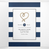 Whale Nautical Wedding Dreifach Gefaltete Einladung (Innenseite Mitte)