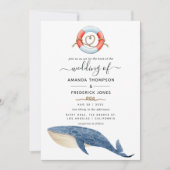 Whale Nautical Wedding Einladung (Vorderseite)