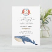 Whale Nautical Wedding Einladung (Stehend Vorderseite)