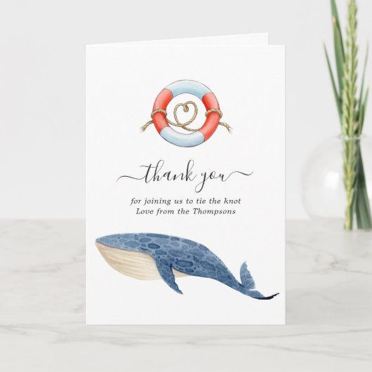 Whale Nautical Wedding Foto Dankeskarte (Vorderseite)