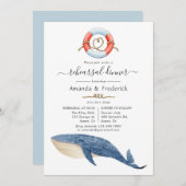 Whale Nautical Wedding Probe Dinner Einladung (Vorne/Hinten)