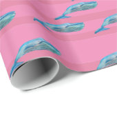 Whale Niedlich rosa blaues Musterpapier Geschenkpapier (Rolleneckpunkt)