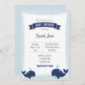 Whale Ocean Baby Dusche Einladung Punkt Blue (Vorne/Hinten)