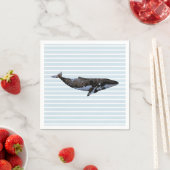 Whale Ocean Blue Stripe Papier Napkin Serviette (Beispiel)