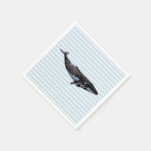 Whale Ocean Blue Stripe Papier Napkin Serviette (Ecke)
