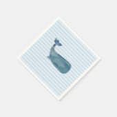 Whale Ocean Blue Stripe Papier Napkin Serviette (Ecke)