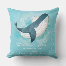 Whale Ocean Little Man Birth Stats Kissen