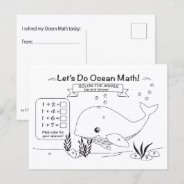 Whale Ocean Math Coloring Postcard Postkarte