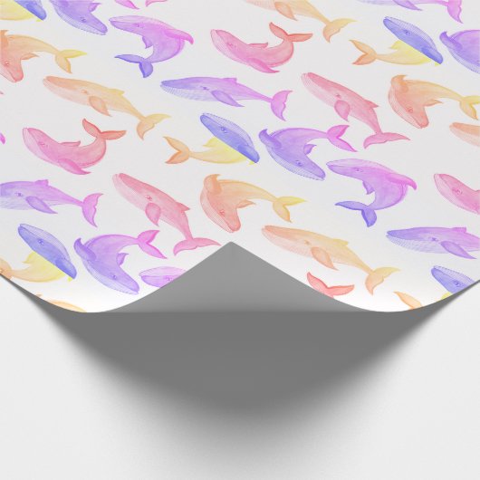 Whale Ocean Sea Life Nautical Girl Geschenkpapier (Ecke)