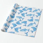 Whale Ocean Water Blue Fish Birthday Geschenkpapier (Ungerollt)