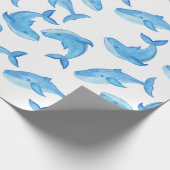 Whale Ocean Water Blue Fish Birthday Geschenkpapier (Ecke)