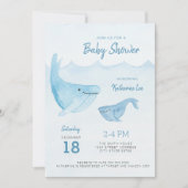 Whale Ocean Whale Baby Dusche Einladung (Vorderseite)