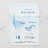 Whale Ocean Whale Baby Dusche Einladung (Vorne/Hinten)