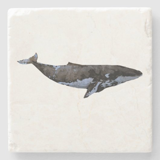 Whale Painting Nautical Marble Stone Untersetzer (Vorderseite)