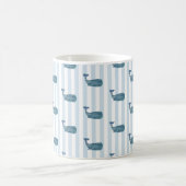 Whale Pattern Blue Stripe Tasse (Mittel)