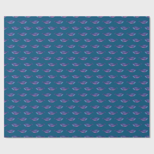 Whale Pattern Ocean Blue Nautical Coastal Niedlich Geschenkpapier (Flach)