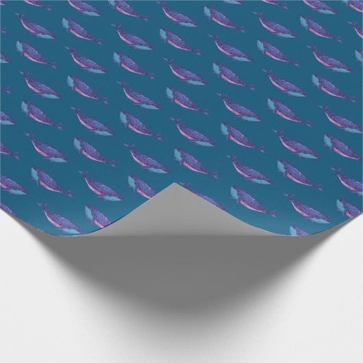 Whale Pattern Ocean Blue Nautical Coastal Niedlich Geschenkpapier (Ecke)