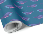 Whale Pattern Ocean Blue Nautical Coastal Niedlich Geschenkpapier (Rolleneckpunkt)
