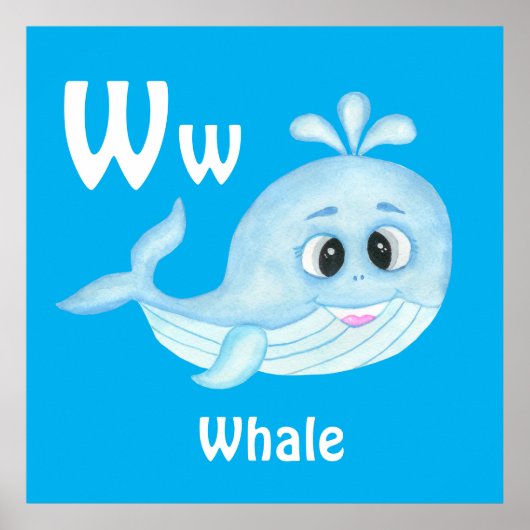 Whale personalisieren ABC: Letter W - Add your nam Poster (Vorne)