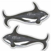 Whale personalisiert Ihren Namen Aufkleber (Vorderseite)