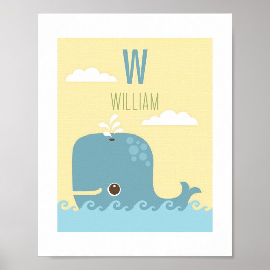 Whale Personalisiert Kinderzimmer Poster Print (Vorne)