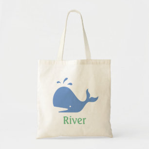 Whale Personalisiert Tote Bag, Blau und Grün Tragetasche