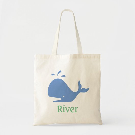 Whale Personalisiert Tote Bag, Blau und Grün Tragetasche (Vorne)