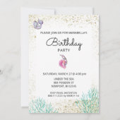 *~* Whale Pink Haar Mermaid Geburtstagspartei Einladung (Rückseite)