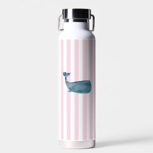 Whale Pink Stripe Malerei nautisch Trinkflasche