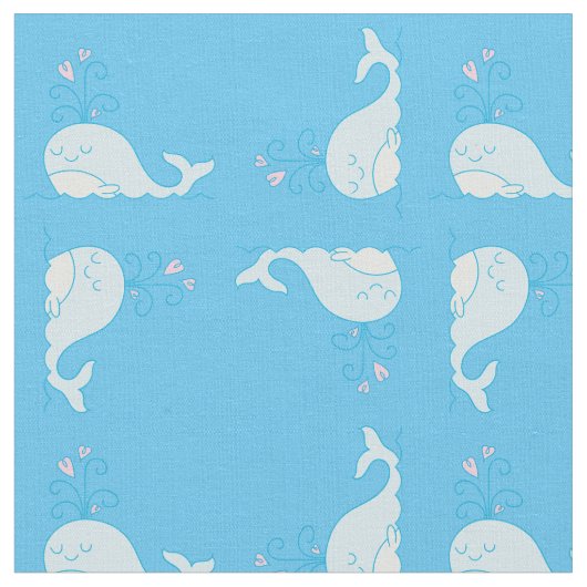 Whale Print Fabric Blue Stoff (Nahaufnahme)